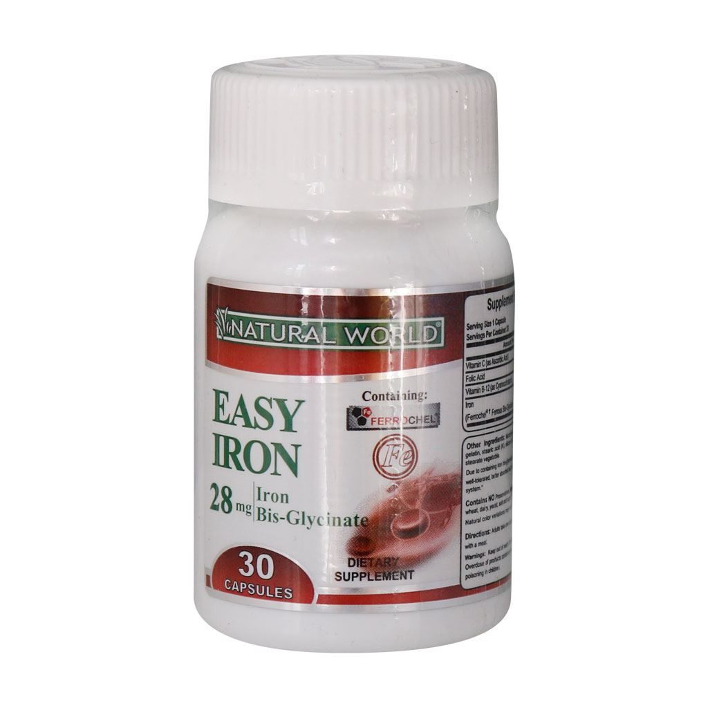 کپسول ایزی آیرون نچرال ورلد 30 عدد - کپسول easy iron - داروخانه آنلاین مثبت سبز